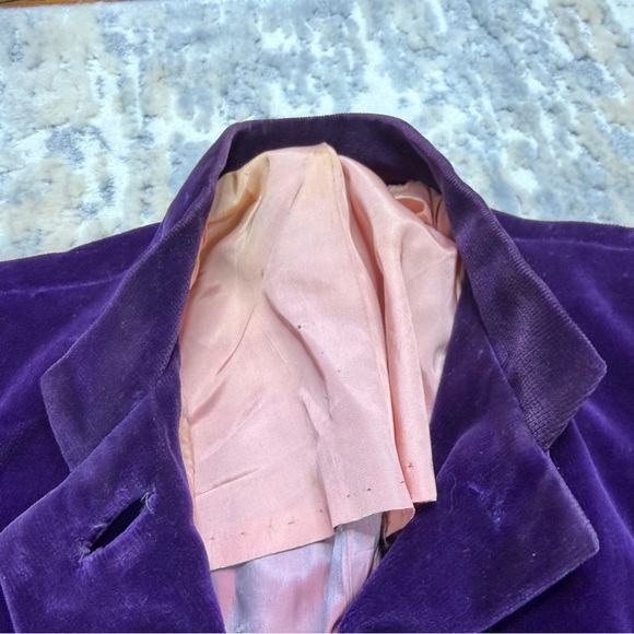 Vintage 1930s Opera Coat Purple Velvet Evening Wear XL - Picture 5 of 12